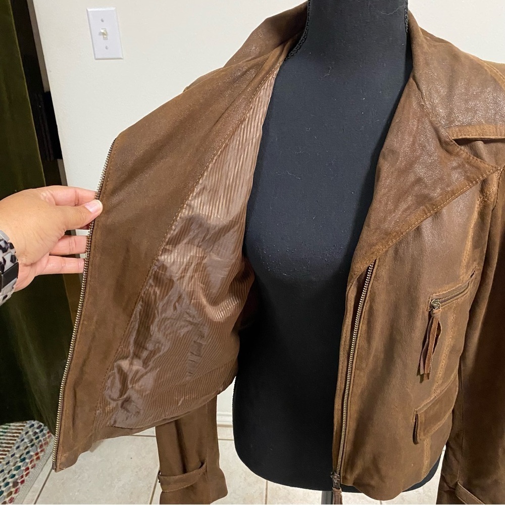 El Bomero Jacket Women’s Size Large Brown Suede Leather Motto Jacket Vintage - Picture 11 of 17